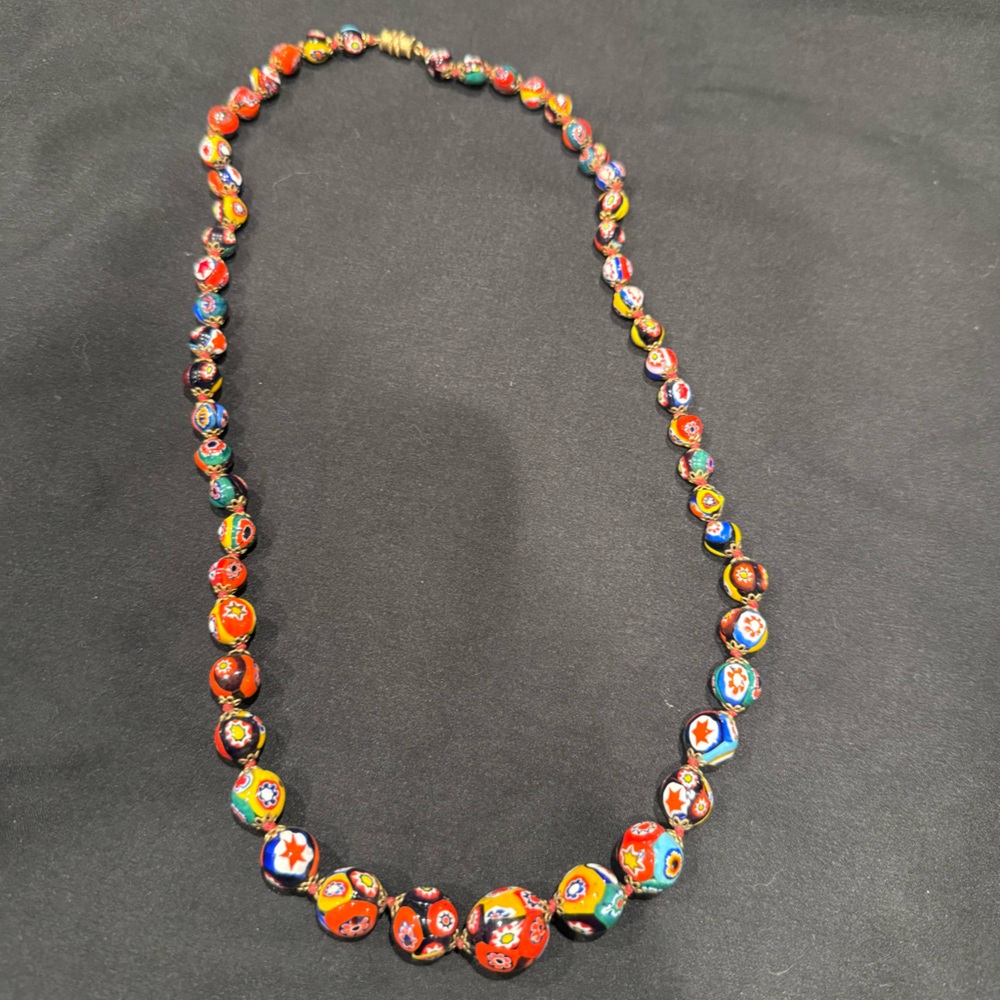 Vintage ERCOLE MORETTI Murano Glass Graduated Bead Millefiori Stunning Necklace - Picture 7 of 16